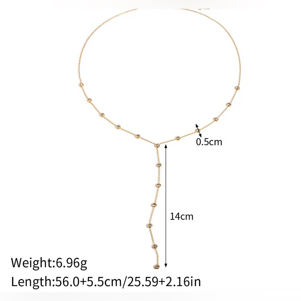 Elegant 18 K Gold  Plated Stainless Steel  zirconia Necklace - Picture 4 of 4